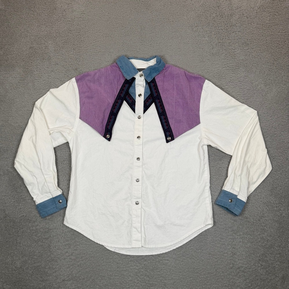 Vintage 80s Roughrider by Circle T Western Snap Shirt Purple Small Made in USA